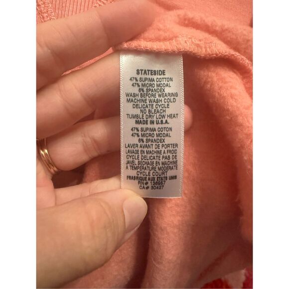 Stateside Coral Fleece Supima Cotton Long Sleeve Pullover Sweatshirt Size Medium - Picture 4 of 5